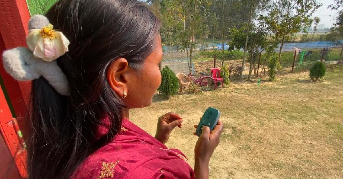 Young woman holding a digital Bible