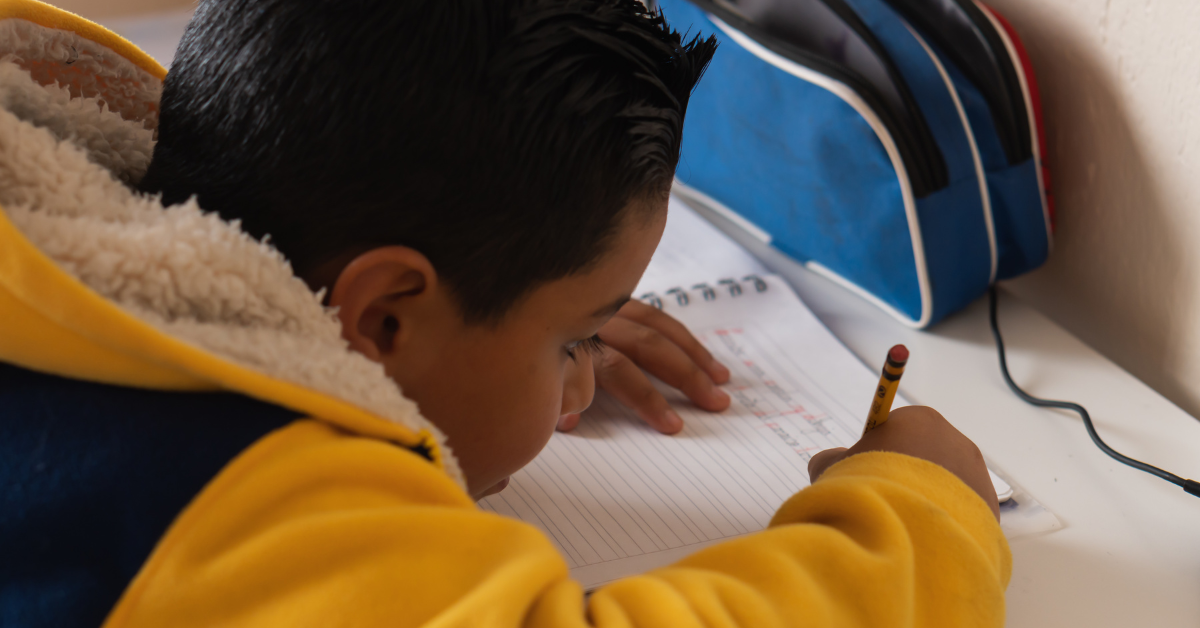 A child studying in a classroom in Egypt